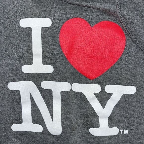I Love ❤️ New York Officially Licened Gray Hooded Hoodie Sweatshirt Made in USA - Picture 3 of 4